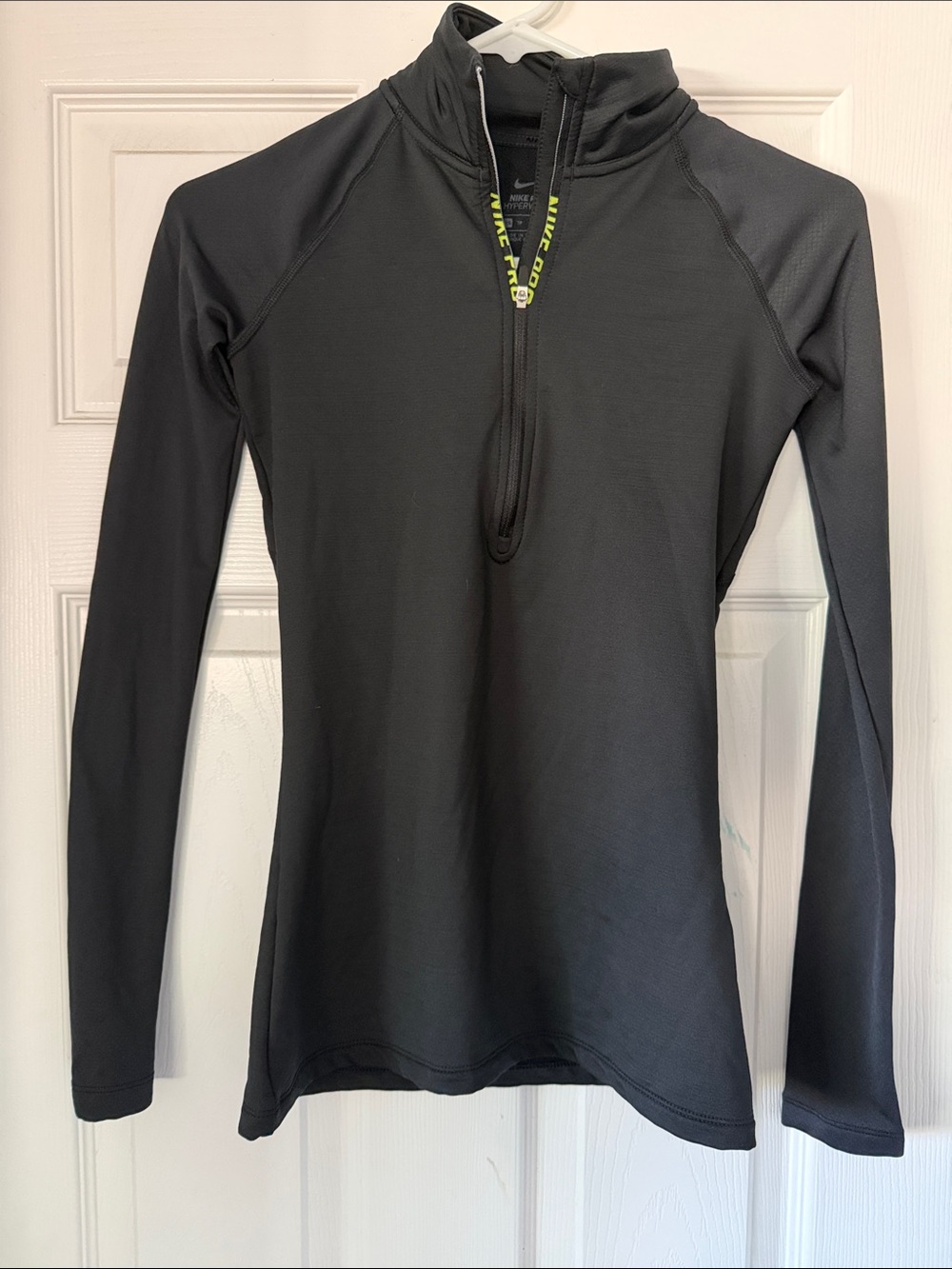 Nike Black Quarter-Zip Long Sleeve Top with Neon Accent XS